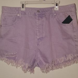 Wild Fable Highest Rise Lavender Acid Wash Distressed Denim Shorts